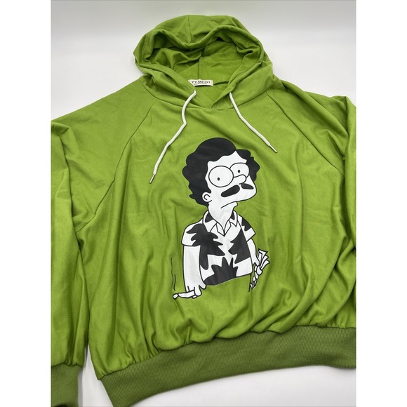 Escobart Hoodie YY. MEIYI Pablo escobar Narcos gang cartoon Green‎ Size M #C340 - Picture 2 of 6